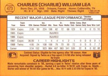 Charlie Lea  baseball card collectible - Main Image 2