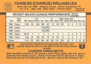 Charlie Lea  baseball card collectible - Main Image 2