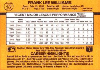 Frank Williams  baseball card collectible - Main Image 2