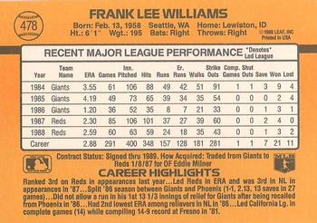 Frank Williams  baseball card collectible - Main Image 2