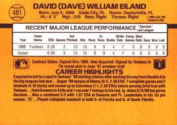 Dave Eiland  baseball card collectible - Main Image 2