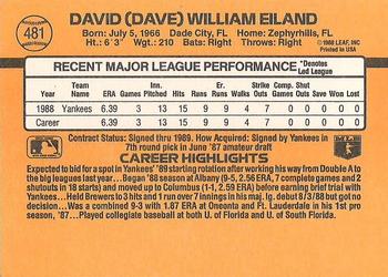 Dave Eiland  baseball card collectible - Main Image 2