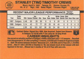 Tim Crews  baseball card collectible - Main Image 2