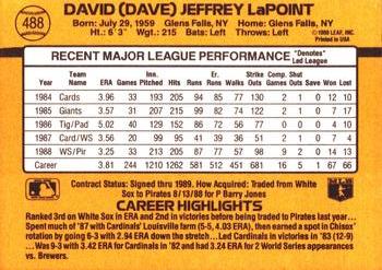 Dave LaPoint  baseball card collectible - Main Image 2