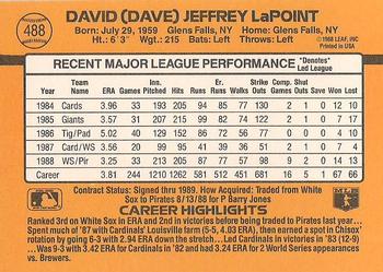 Dave LaPoint  baseball card collectible - Main Image 2