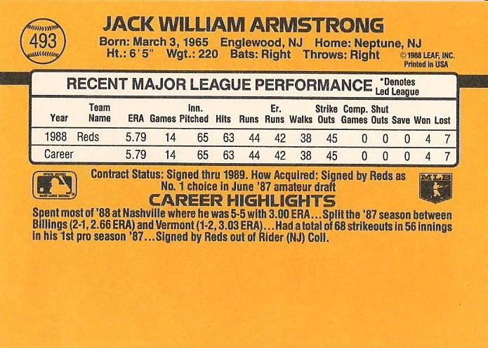 Jack Armstrong  baseball card collectible - Main Image 2