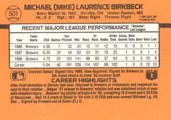 Mike Birkbeck  baseball card collectible - Main Image 2