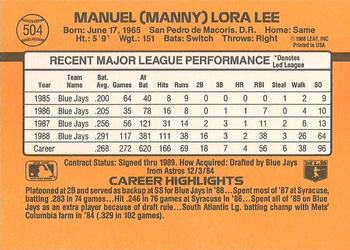 Manny Lee  baseball card collectible - Main Image 2