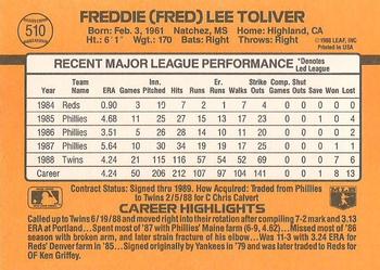 Fred Toliver  baseball card collectible - Main Image 2