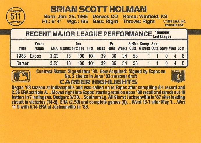 Brian Holman  baseball card collectible - Main Image 2