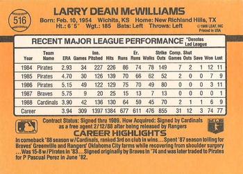 Larry McWilliams  baseball card collectible - Main Image 2