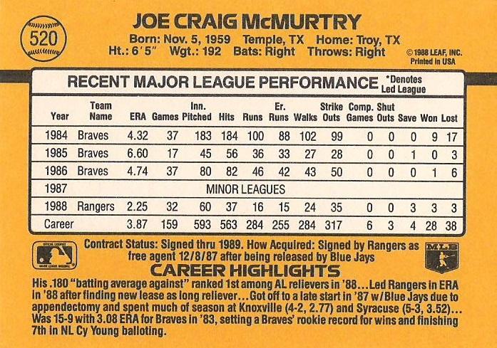 Craig McMurtry  baseball card collectible - Main Image 2