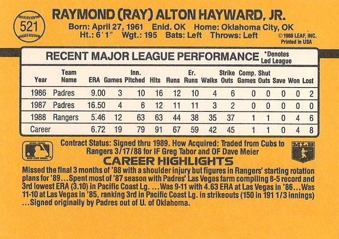 Ray Hayward  baseball card collectible - Main Image 2