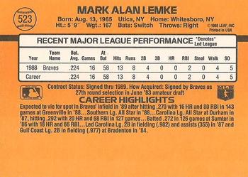 Mark Lemke  baseball card collectible - Main Image 2