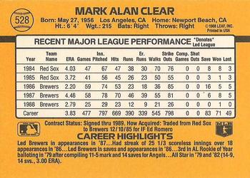 Mark Clear  baseball card collectible - Main Image 2