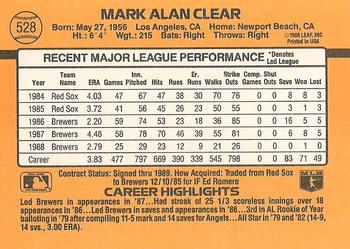 Mark Clear  baseball card collectible - Main Image 2