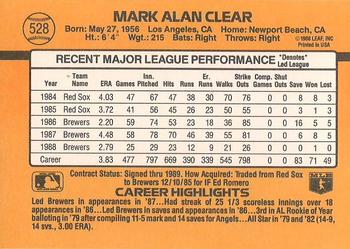 Mark Clear  baseball card collectible - Main Image 2