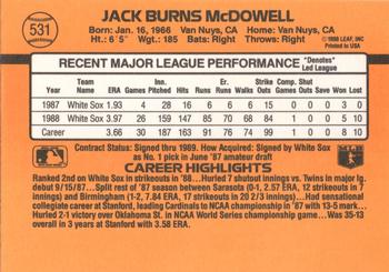 Jack McDowell  baseball card collectible - Main Image 2