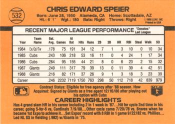Chris Speier  baseball card collectible - Main Image 2