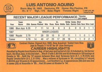 Luis Aquino  baseball card collectible - Main Image 2