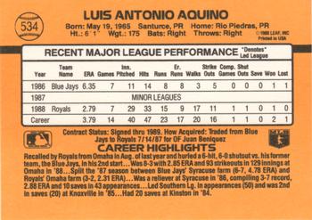 Luis Aquino  baseball card collectible - Main Image 2