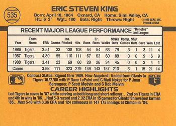 Eric King  baseball card collectible - Main Image 2