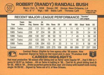 Randy Bush  baseball card collectible - Main Image 2