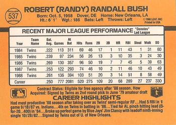 Randy Bush  baseball card collectible - Main Image 2