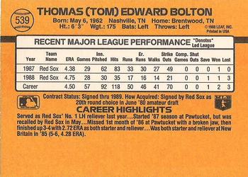 Tom Bolton  baseball card collectible - Main Image 2