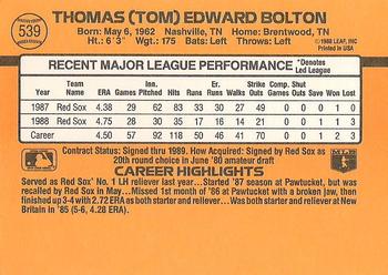 Tom Bolton  baseball card collectible - Main Image 2