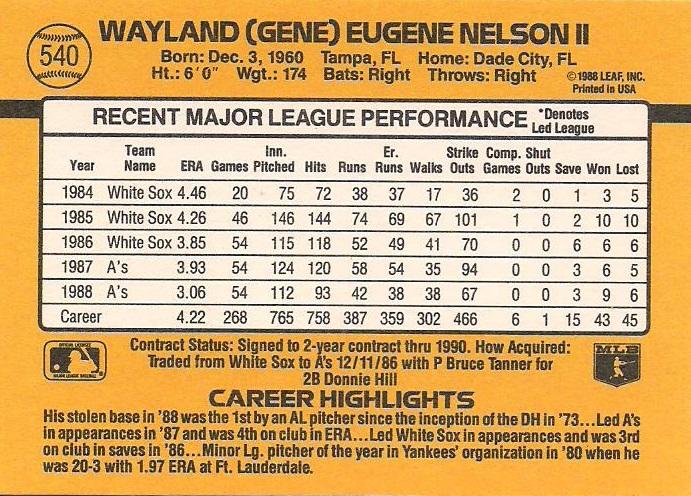 Gene Nelson  baseball card collectible - Main Image 2