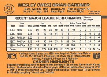 Wes Gardner  baseball card collectible - Main Image 2