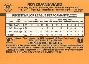 Duane Ward  baseball card collectible - Main Image 2