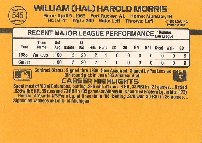 Hal Morris  baseball card collectible - Main Image 2