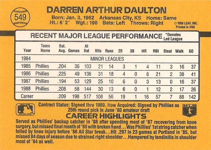 Darren Daulton  baseball card collectible - Main Image 2