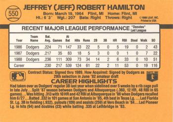 Jeff Hamilton  baseball card collectible - Main Image 2