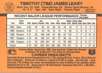 Tim Leary  baseball card collectible - Main Image 2