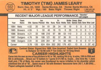 Tim Leary  baseball card collectible - Main Image 2