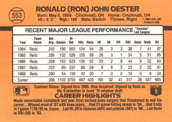 Ron Oester  baseball card collectible - Main Image 2