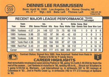 Dennis Rasmussen  baseball card collectible - Main Image 2