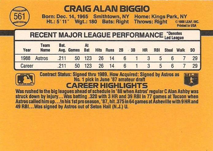 Craig Biggio  baseball card collectible - Main Image 2
