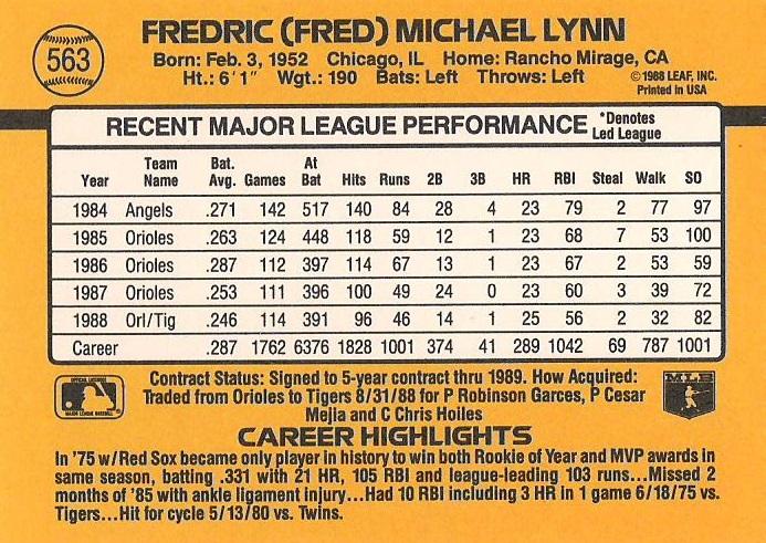 Fred Lynn  baseball card collectible - Main Image 2
