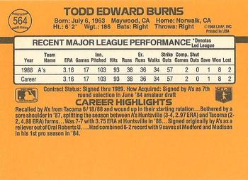 Todd Burns  baseball card collectible - Main Image 2