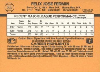 Felix Fermin  baseball card collectible - Main Image 2