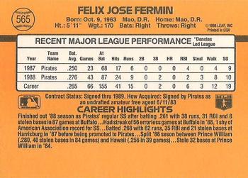 Felix Fermin  baseball card collectible - Main Image 2