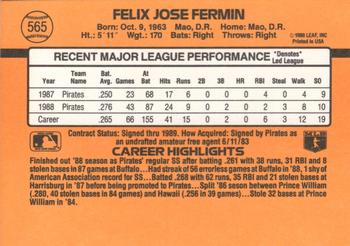 Felix Fermin  baseball card collectible - Main Image 2