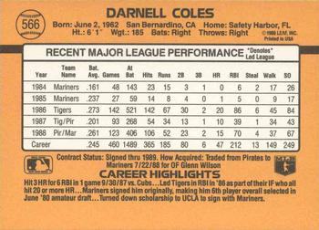 Darnell Coles  baseball card collectible - Main Image 2