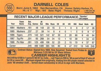 Darnell Coles  baseball card collectible - Main Image 2