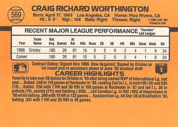 Craig Worthington  baseball card collectible - Main Image 2