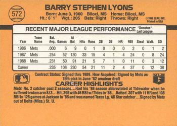 Barry Lyons  baseball card collectible - Main Image 2